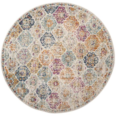 Safavieh 8 x 8 ft. Bohemian Traditional Madison Round Rug; Cream & Multicolor MAD611B-8R